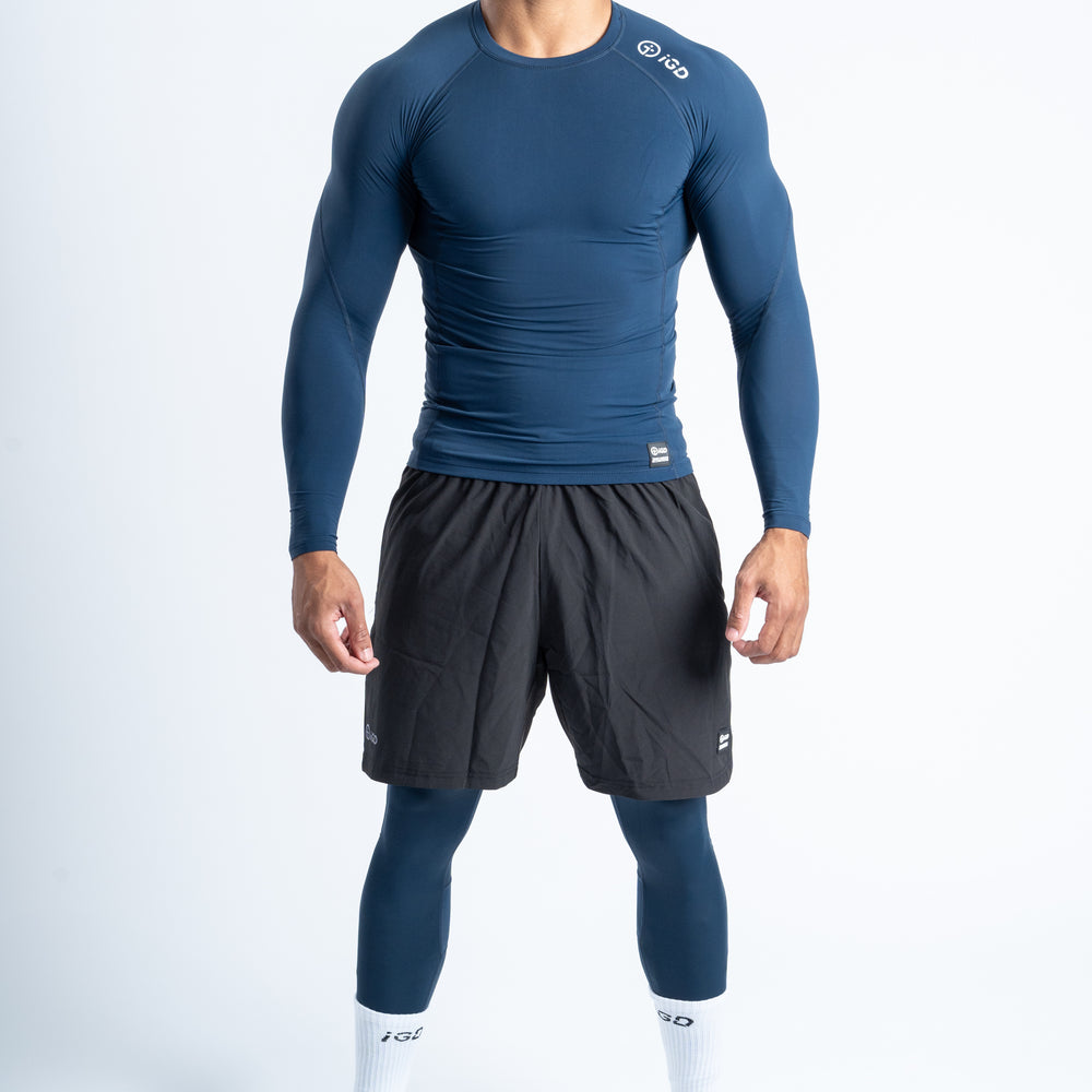 Base Layer Compression Top Navy Full Body Shot