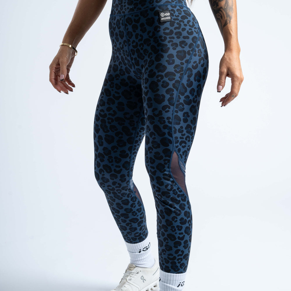 Navy Leopard Vented Leggings Lower Body