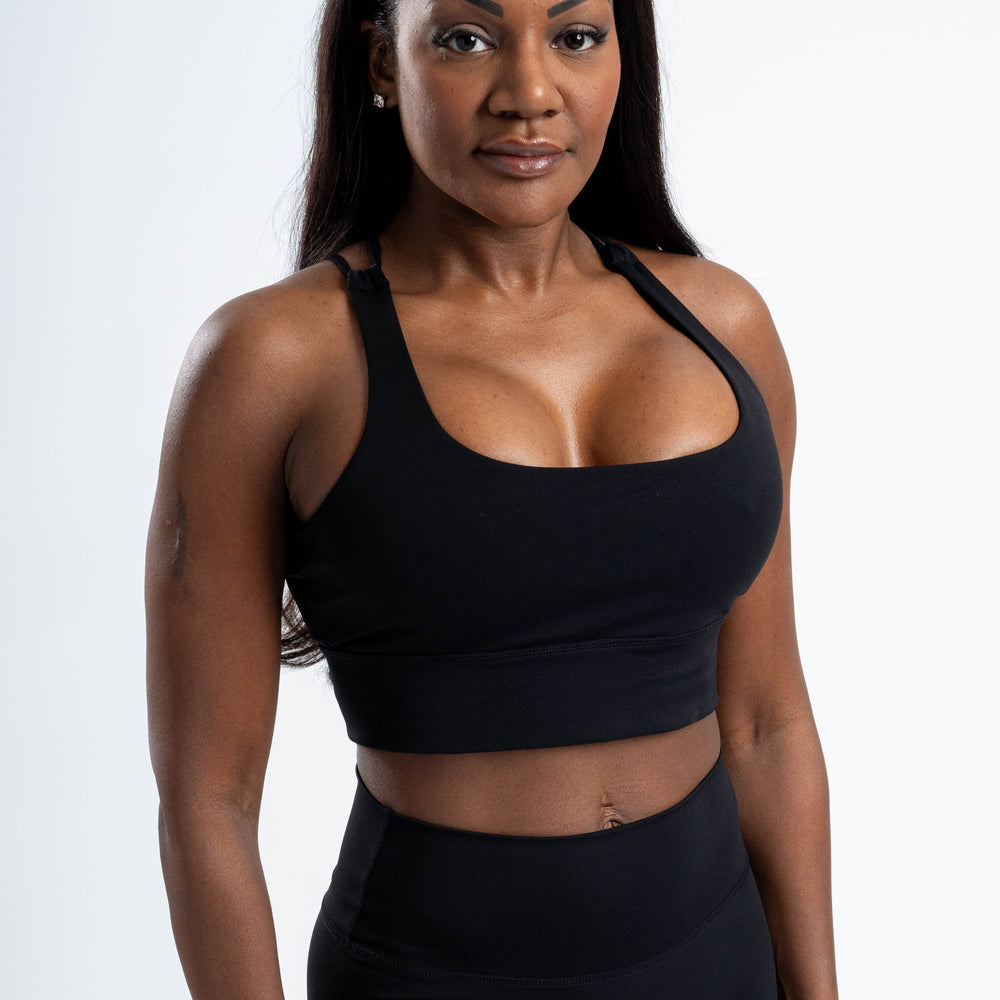 Seamless Crop Top Black Midi